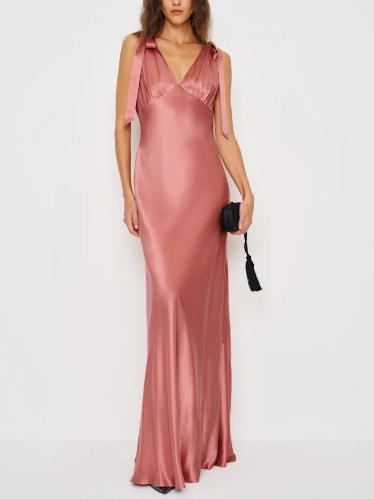 Reformation Pernille Silk Pink Dress